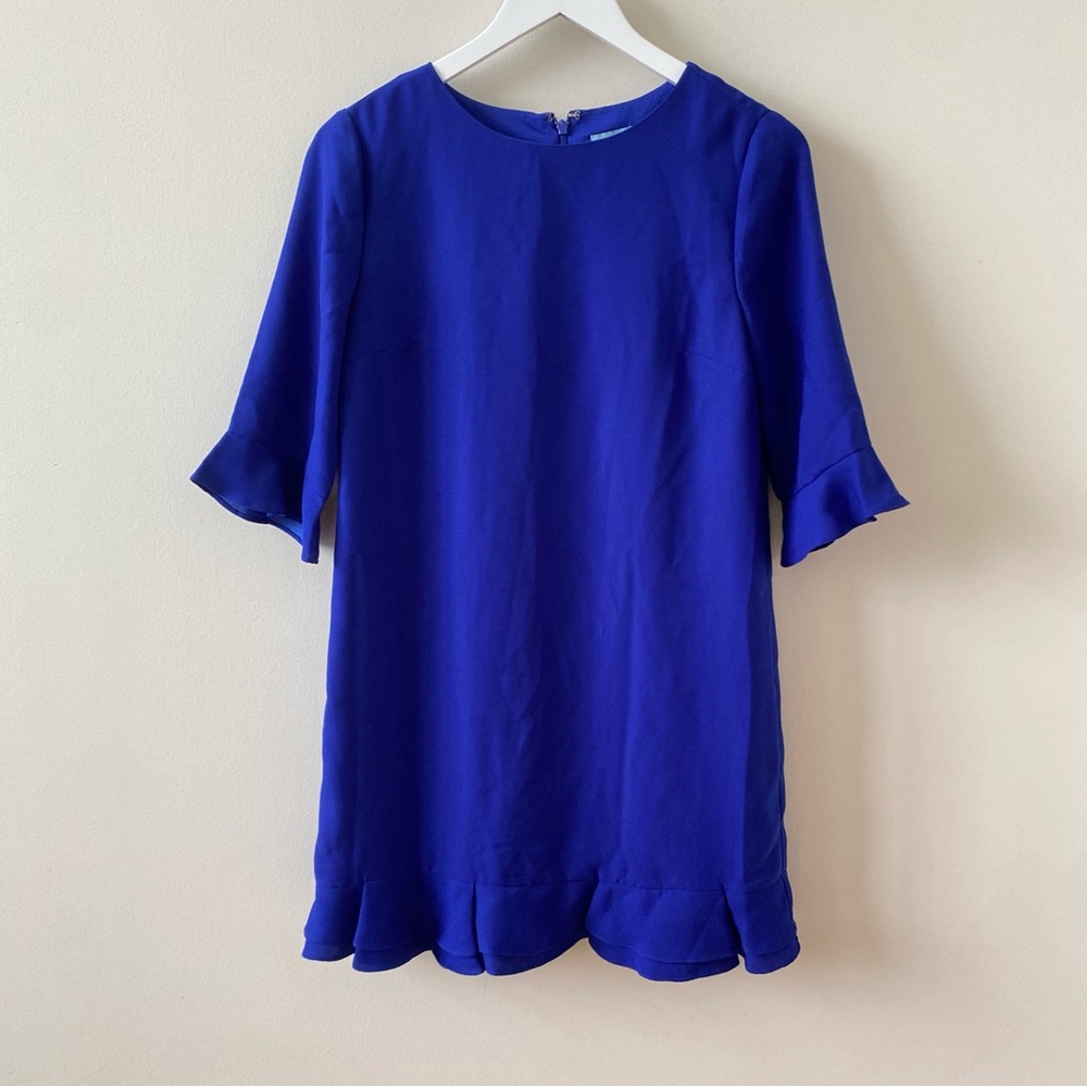 CeCe Royal Blue Ruffle Shift Dress - Picture 2 of 5